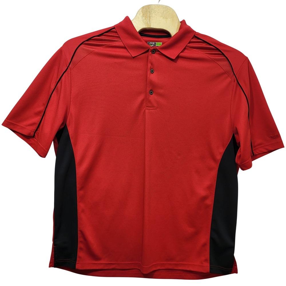 Links Edition Titanium Mens Red Black Colorblock Golf Polo Shirt XXL Tall XXLT